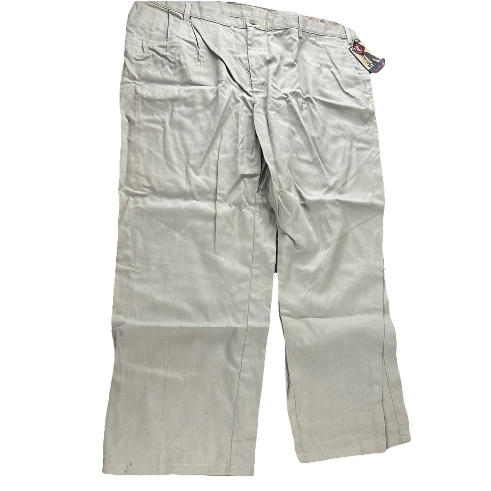 John Weitz Men's Khaki Pants Size 48x30 Tan Flat Front Casual Dress Trousers